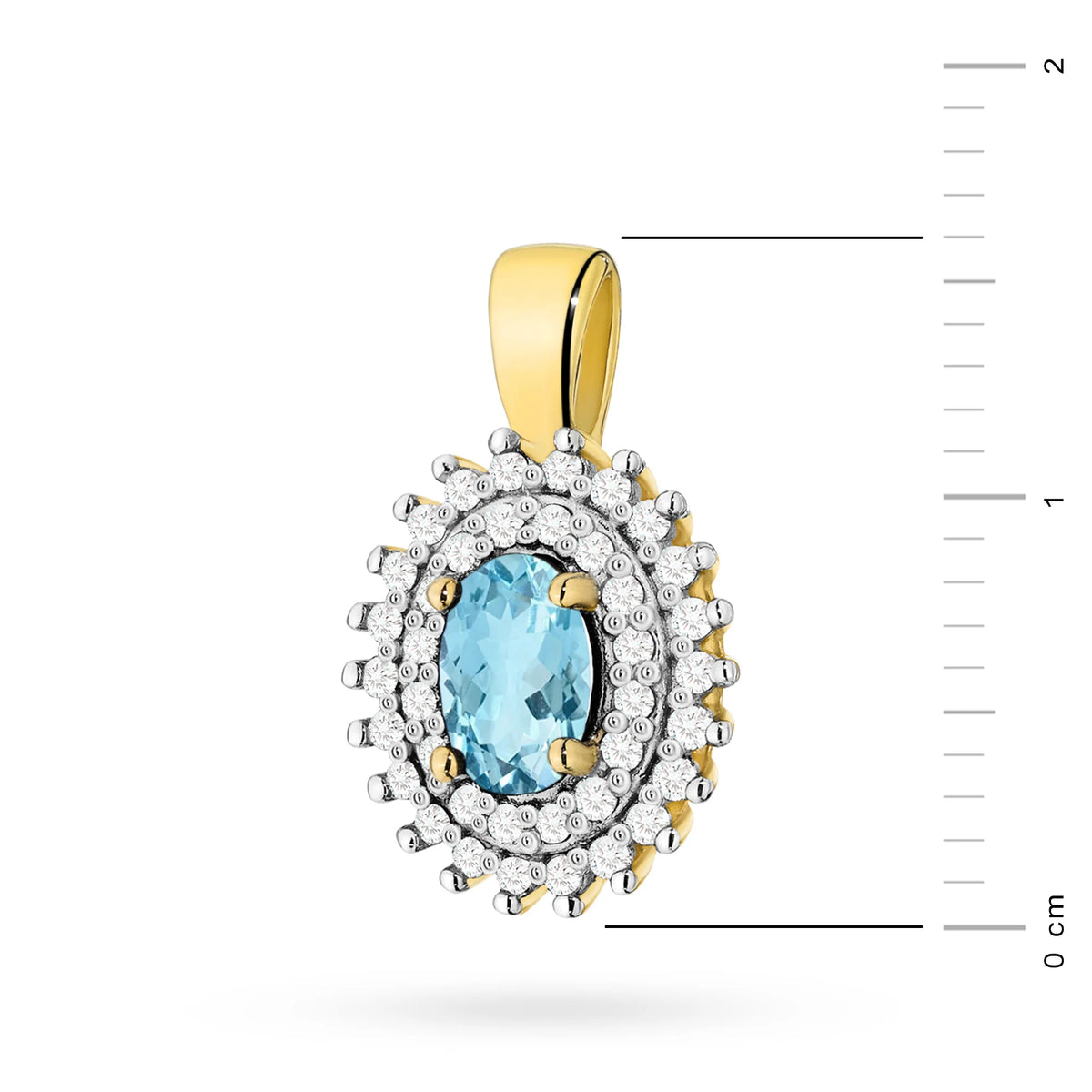 Prívesok vyrobený zo 14K (585) zlata. Stredový oválny briliantový topás 0,50 ct a 39 diamantov 0,19 ct. Jedinečný darček pre ňu. Naša ponuka zahŕňa retiazky, prívesky, náhrdelníky.