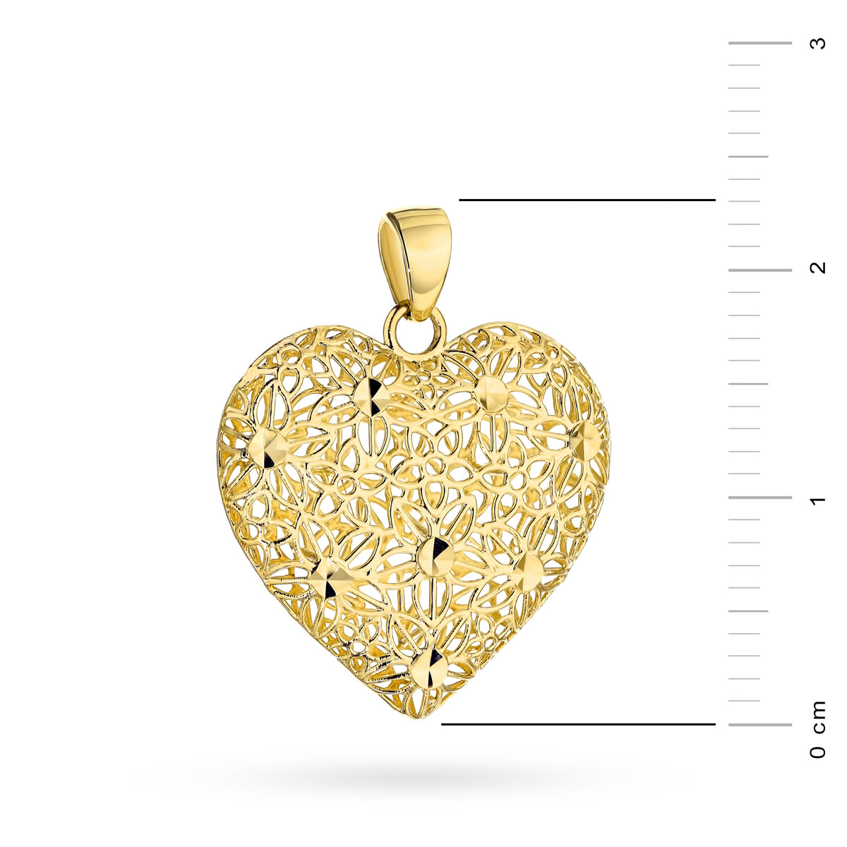 14k Gold Pendant | Openwork Heart & Flowers | Vintage Romantic Elegant Fine Jewelry Classic Gift
