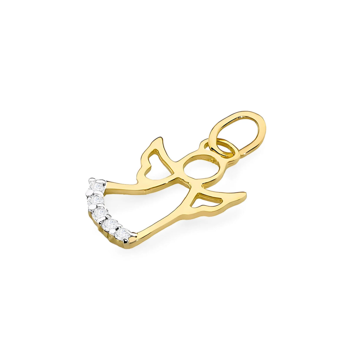 Zlatý prívesok anjelik s pravými diamantmi v troch farbách 14k (585) zlata.