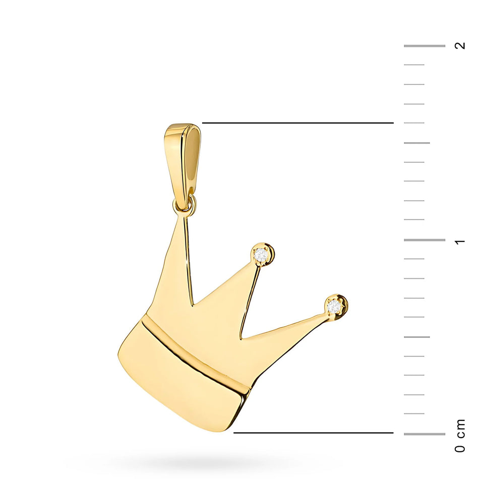 Prívesok zlatá koruna s pravými diamantmi v troch farbách 14k (585) zlata.