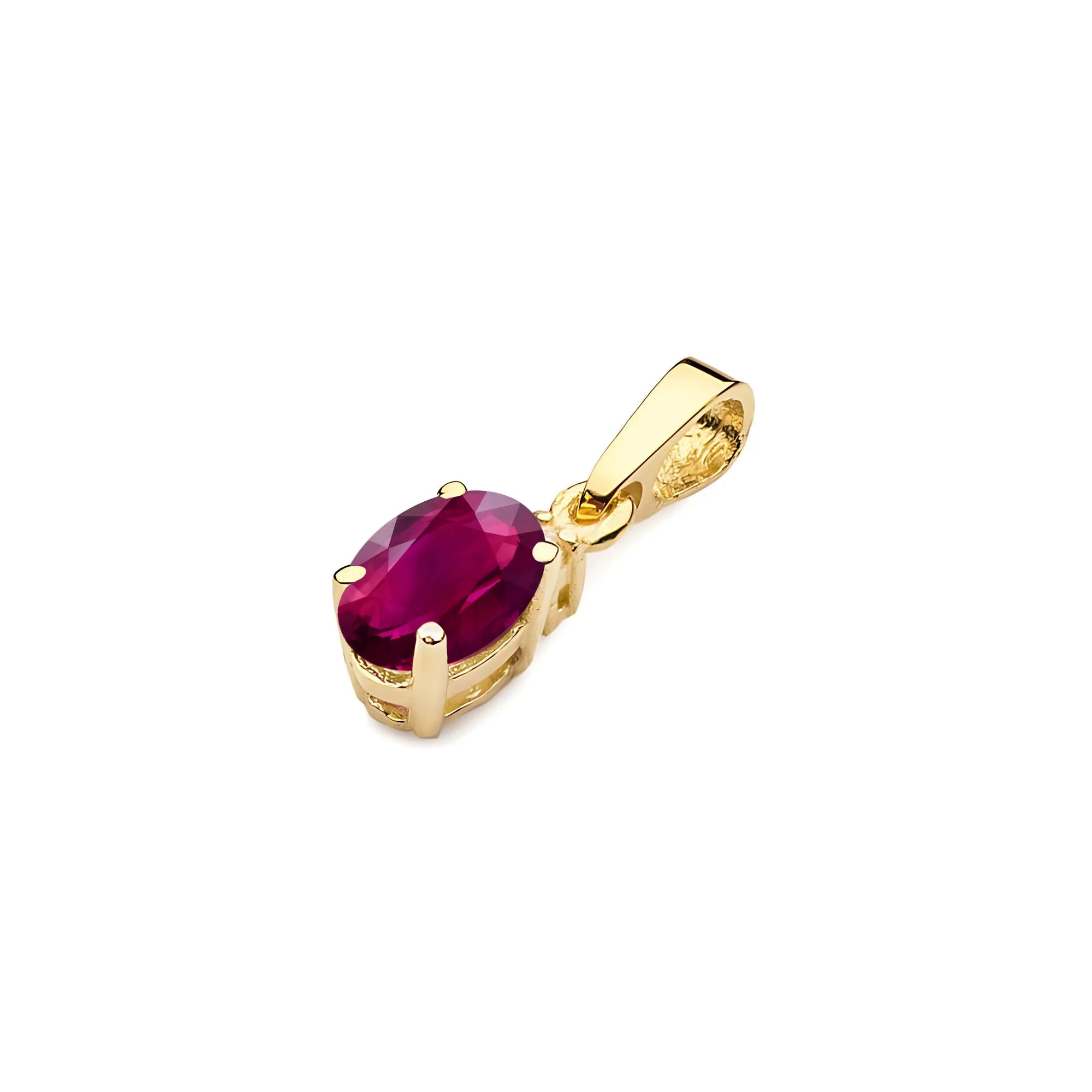 Gold Pendant wht Oval Rhodolite and Diamond