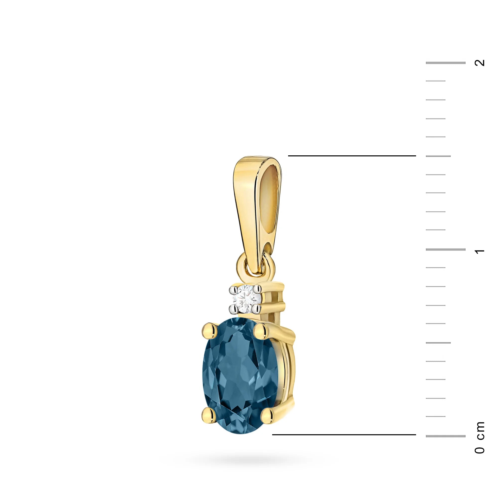 Zlatý prívesok s topásom London Blue a diamantom