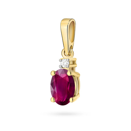 Gold pendant with Oval Rhodolite and Diamond