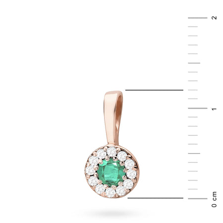 Rose Gold round pendant with emerald and diamonds in 3 colors of 14k(585) gold.