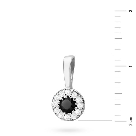 White Gold Pendant with central Black Diamond and beset by white diamonds.