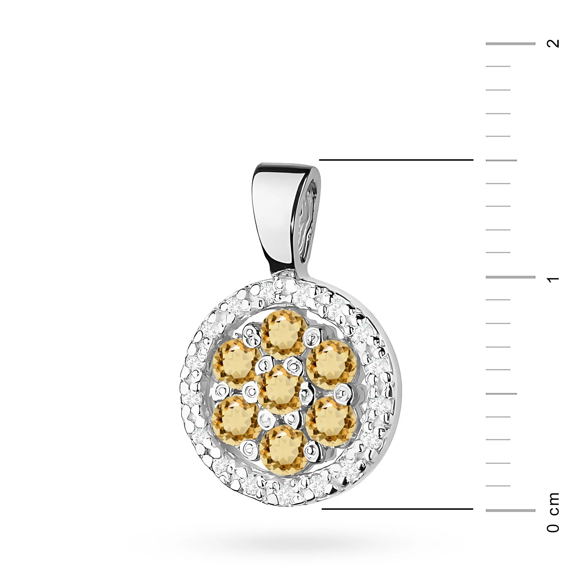 Prívesok z bieleho zlata so stredovým bronzovým diamantom a ďalšími bielymi diamantmi.