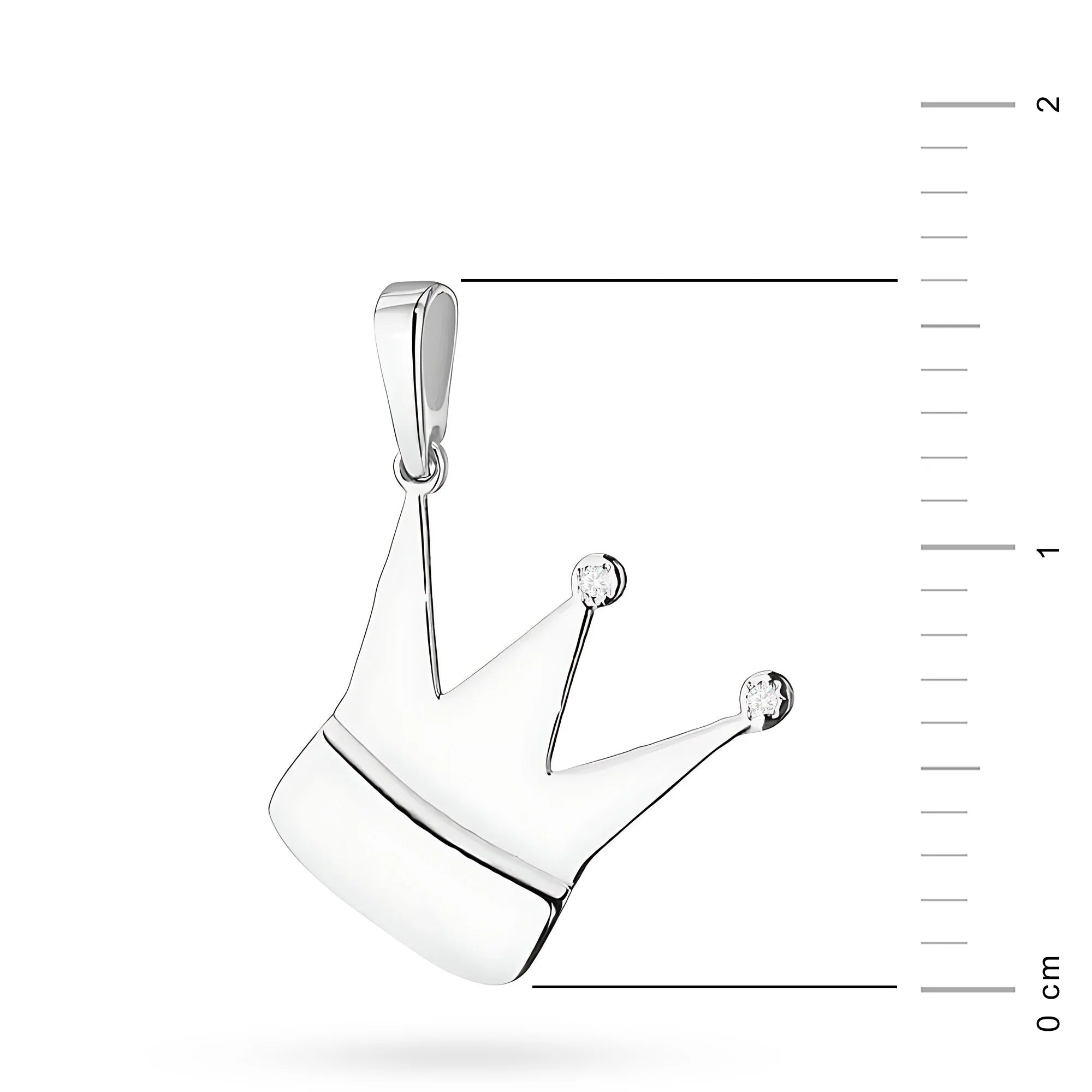 Prívesok v tvare koruny z bieleho zlata s pravými diamantmi v troch farbách 14k (585) zlata.