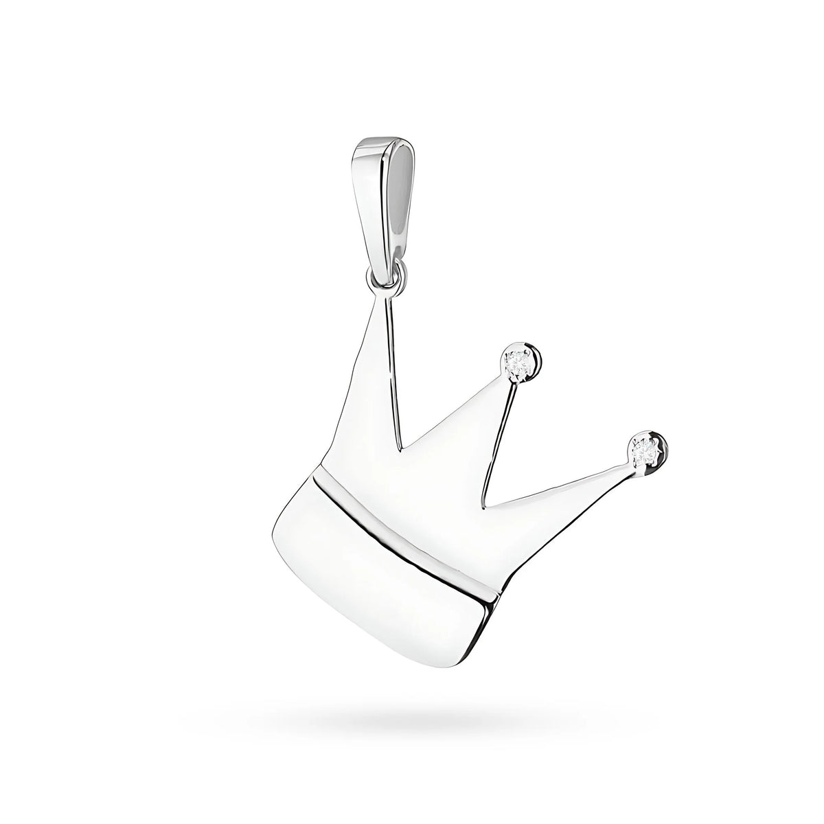 Prívesok v tvare koruny z bieleho zlata s pravými diamantmi v troch farbách 14k (585) zlata.