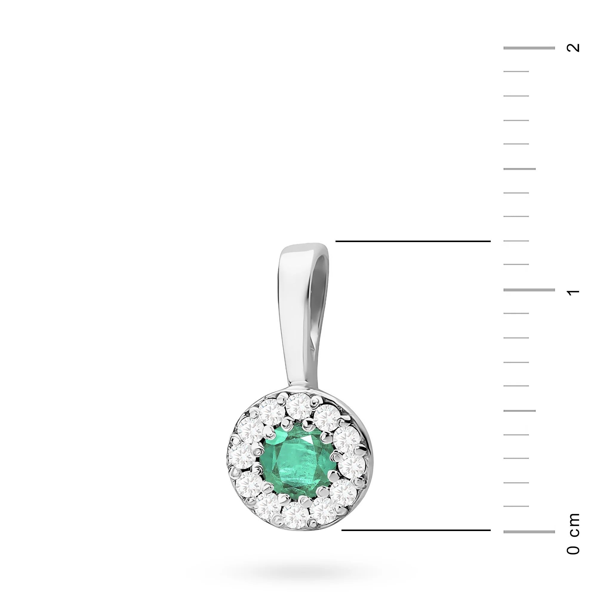 White Gold round pendant with emerald and diamonds in 3 colors of 14k(585) gold.
