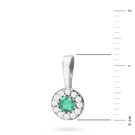White Gold round pendant with emerald and diamonds in 3 colors of 14k(585) gold.