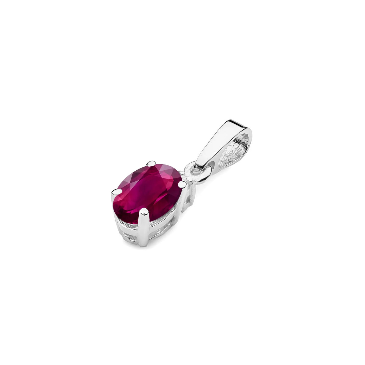 White gold pendant with a Oval Rhodolite and diamond