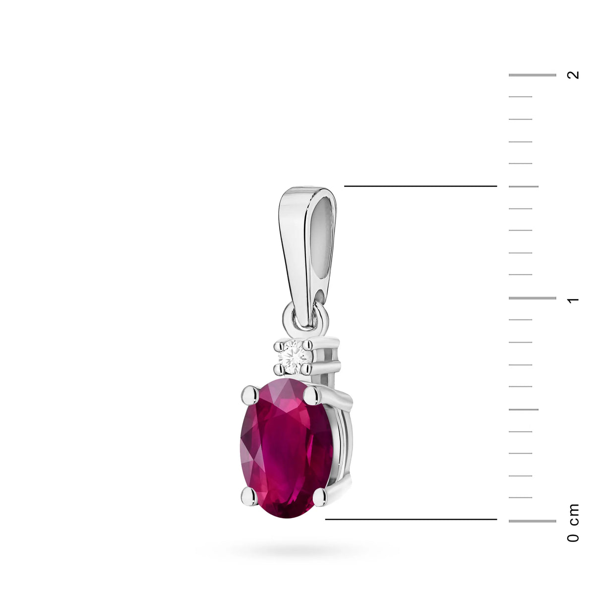 White gold pendant with Oval Rhodolite and Diamond