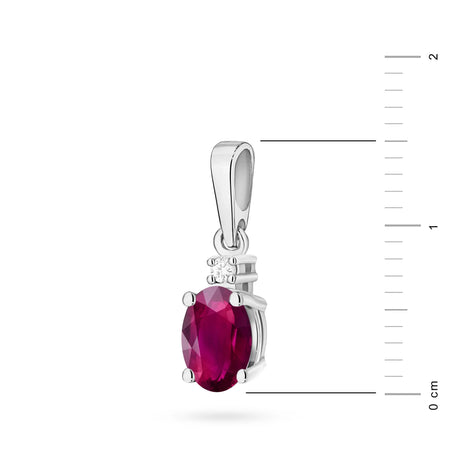 White gold pendant with Oval Rhodolite and Diamond