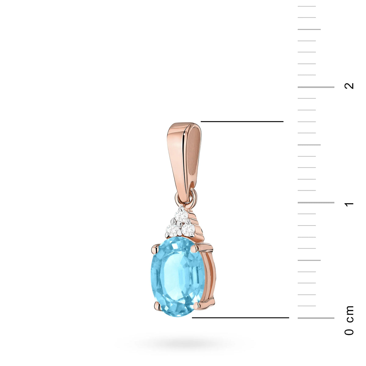 Pendant made of the highest quality 14K(585) gold. Our offer includes various types of chains, pendants, necklaces. Oval cut topaz 0.90ct and 3 diamonds 0.026ct