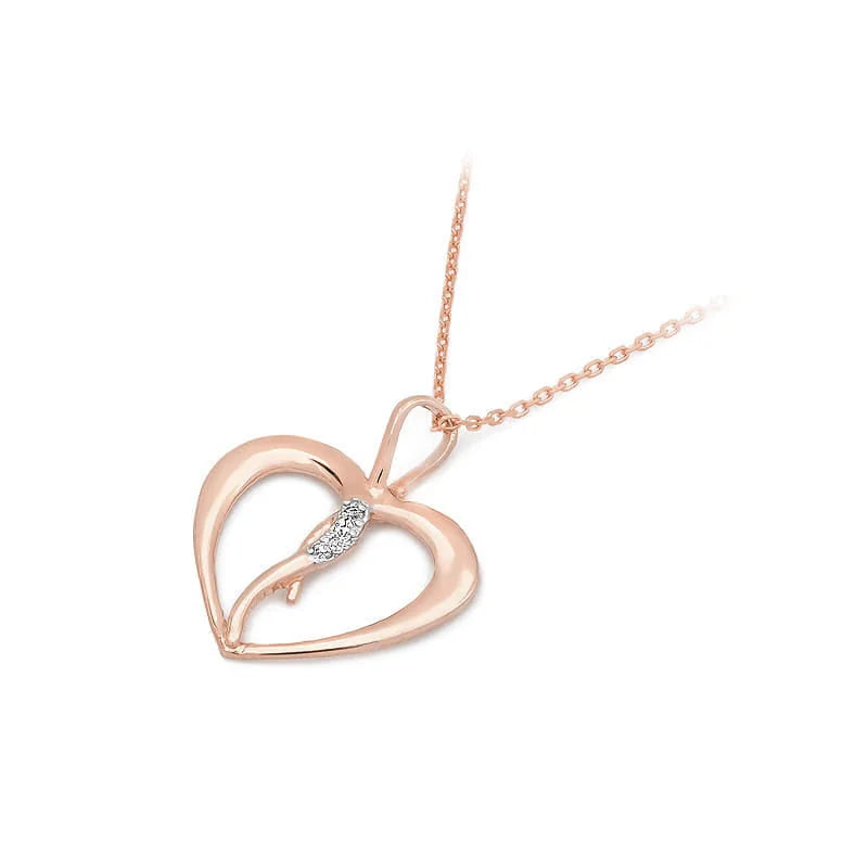 Rose Gold 14k(585) heart-shaped pendant with 0.026ct diamonds. Make someone you love happy.
