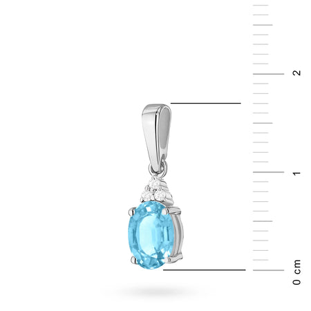Pendant made of the highest quality 14K(585) gold. Our offer includes various types of chains, pendants, necklaces. Oval cut topaz 0.90ct and 3 diamonds 0.026ct