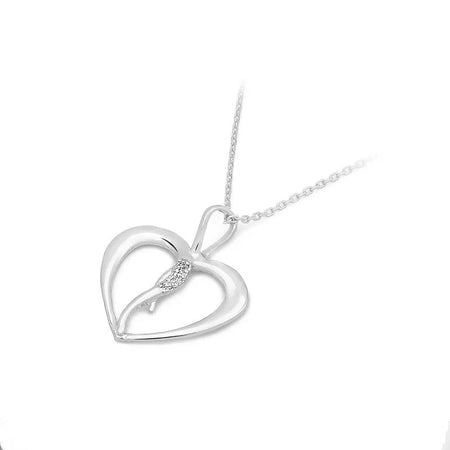 White Gold 14k(585) heart-shaped pendant with 0.026ct diamonds. Make someone you love happy.