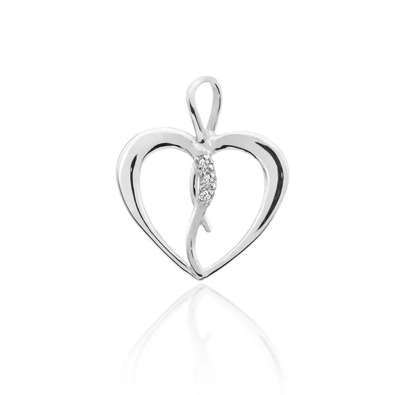 White Gold 14k(585) heart-shaped pendant with 0.026ct diamonds. Make someone you love happy.