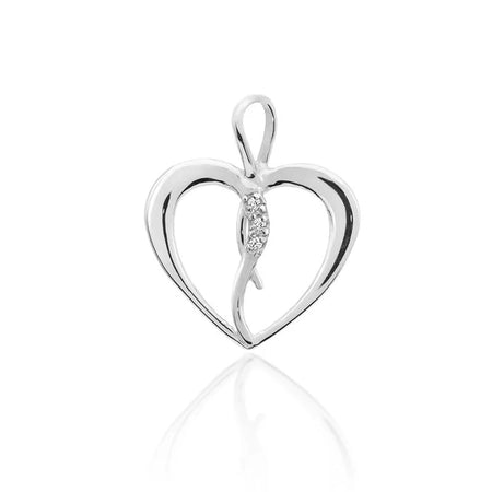 White Gold 14k(585) heart-shaped pendant with 0.026ct diamonds. Make someone you love happy.