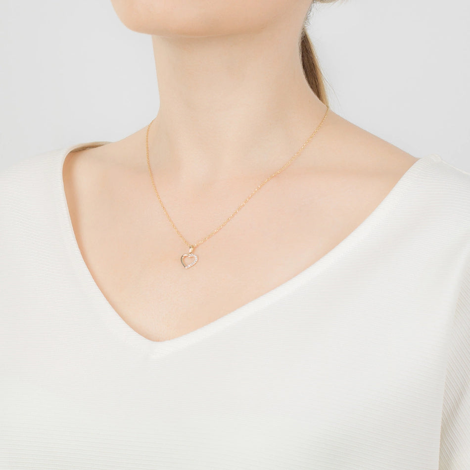 Zlatý náhrdelník so srdcovým príveskom a kubickou zirkóniou na retiazke Singapur